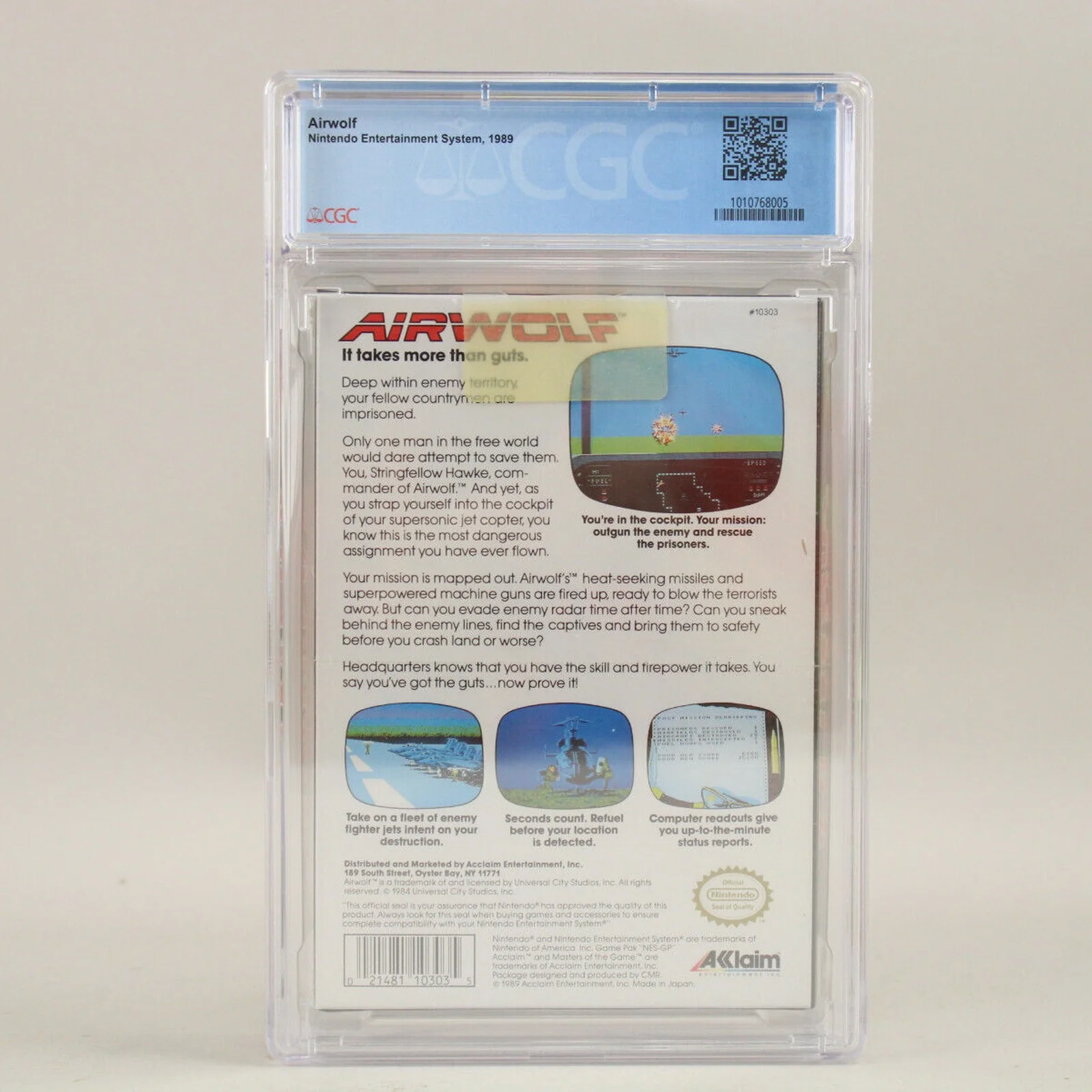 Airwolf Nintendo NES 1989 Acclaim New Sealed H-Seam CGC Graded 9.6 A+ VGA Wata - Image 3