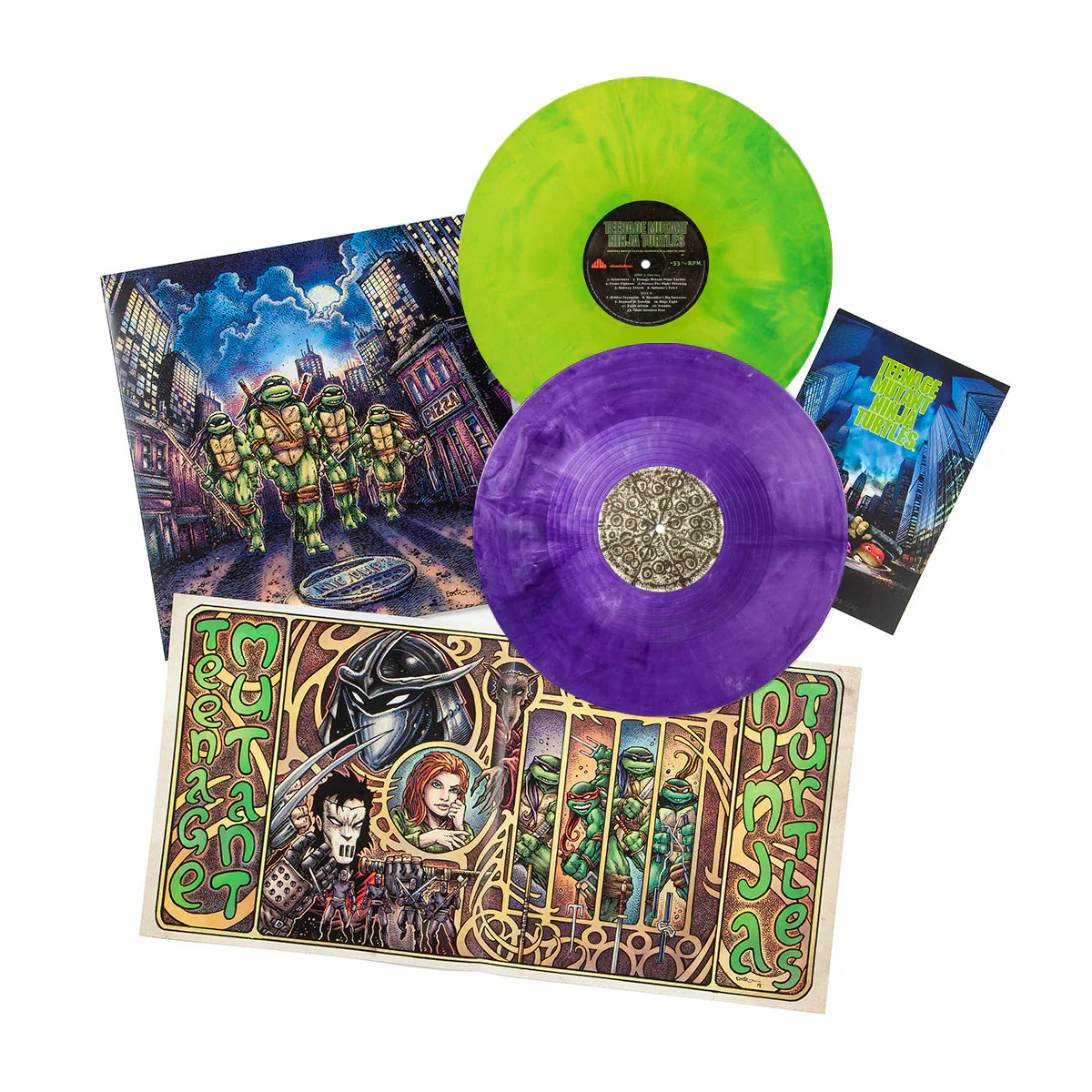Teenage Mutant Ninja Turtles Original Soundtrack by John Duprez - 2 LP Record Set, Green & Purple Vinyl - Waxwork Records - Image 4